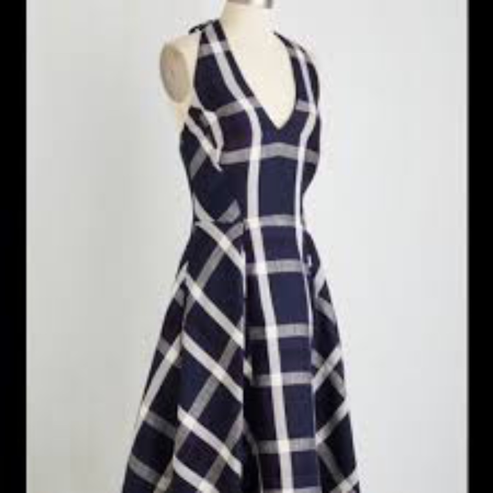 Anthropologie Plaid Halter Dress